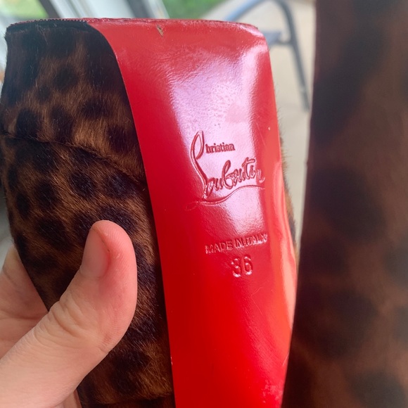 Christian Louboutin leapard print bibi 140mm platform - Picture 2 of 3